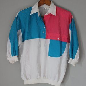 Vintage 80's color block puff shirt